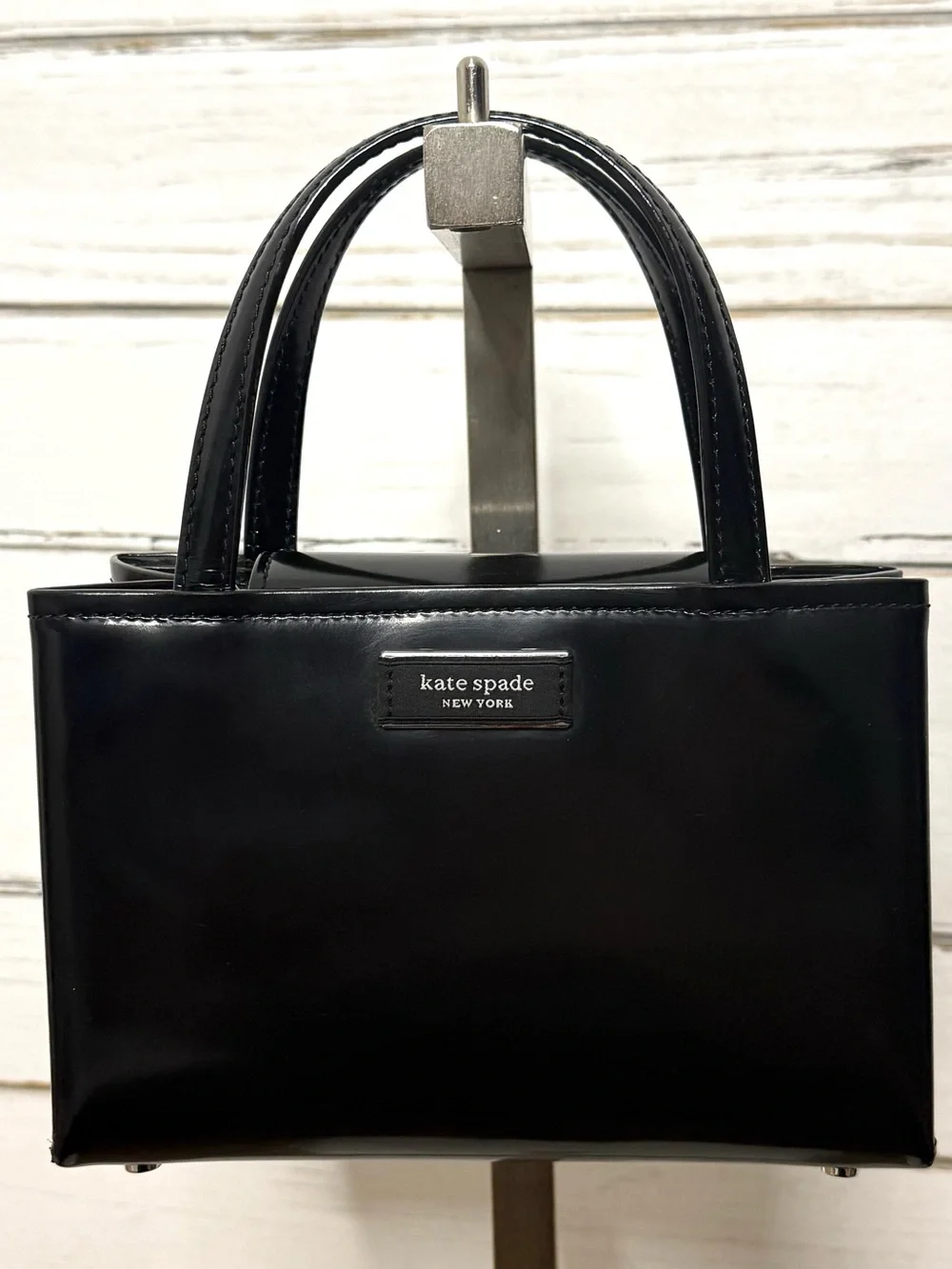 Kate Spade New York Black Patent Leather Mini Satchel Crossbody Bag